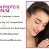 A woman is using a bottle of Keratin Protein Hair Serum on her hair.