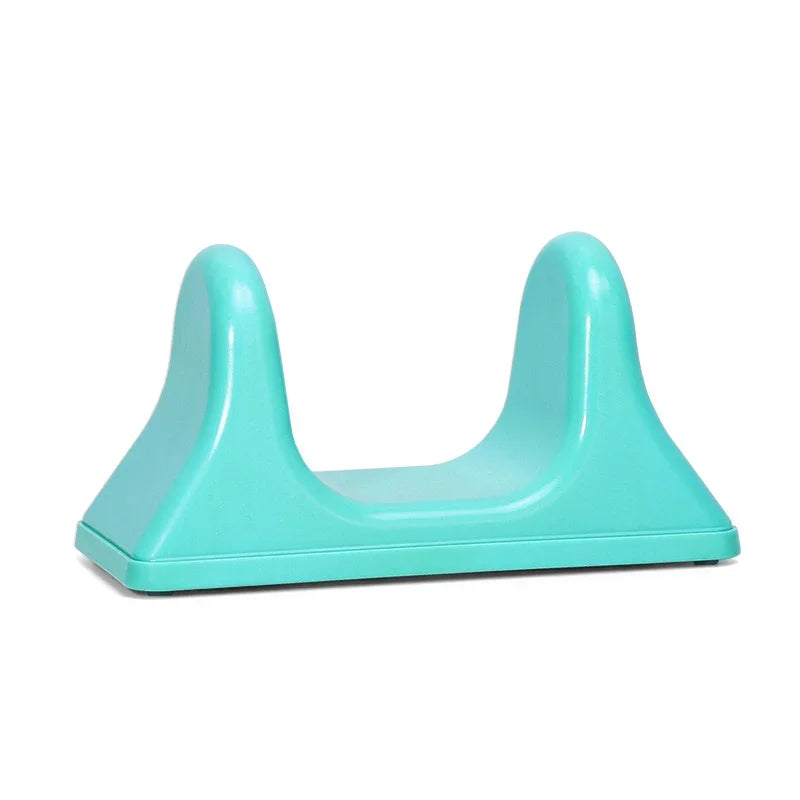A light blue psoas muscle massager tool designed for deep tissue release.