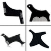 Black professional beard shaping and styling tool kit components shown in various angles