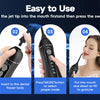 Five steps showing how to use a portable cordless water flosser for deep oral cleaning