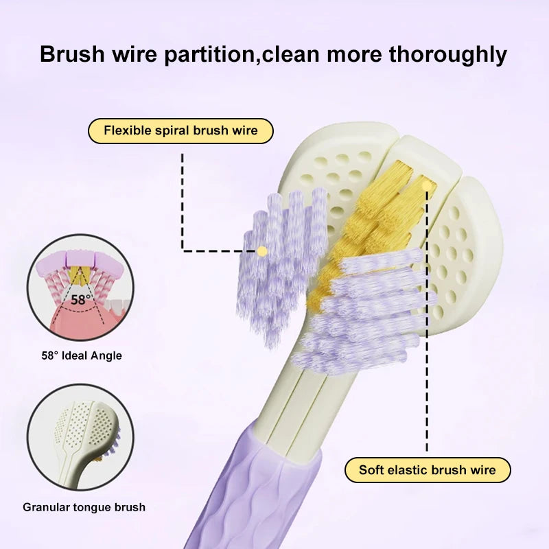 Outil de partition à fil de brosse, montrant un fil de brosse en spirale flexible et une brosse en langue granuleuse pour un 