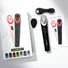 A set of multi-color microcurrent facial beauty devices and a black cable are displayed on a white background.