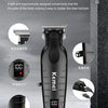 A black professional electric hair clipper trimmer with a curved body and power indicator light.