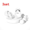 A set of white silicone earplugs for sleep and protection shown in a close-up view.