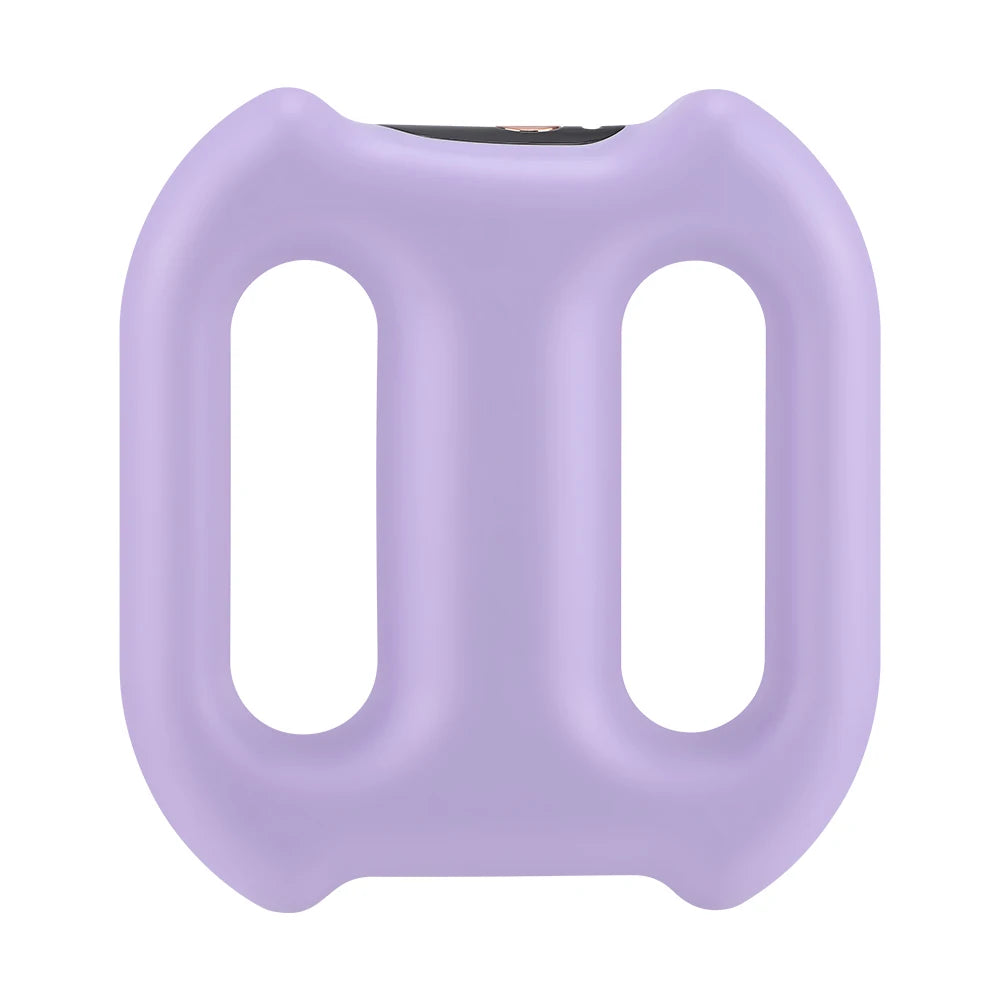 A purple multi-mode rechargeable body massage ring with a smooth, oval shape.