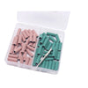 Boîte en plastique transparent contenant des bandes de ponçage miniatures de précision pour foreuses à ongles, roses et verte
