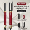 A four-piece set of red velvet multi-functional styling tools including a curling air nozzle and a fluffy straightening nozzl
