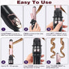 Instructions for using an automatic rotating curling iron showing steps for power on, clamping hair, and curling.