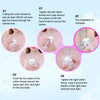 Step-by-step instructions showing how to use an electric facial hair remover threader device.