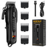 A black HIENA professional cordless hair clipper and trimmer kit with various attachments shown on a white background.