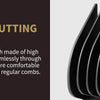 A close-up of black precision cutting combs for hair clippers and trimmers, highlighting a pleasant cutting experience.