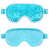 A reusable gel eye mask in bright blue, designed for migraine and eye fatigue relief.