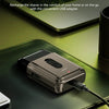 A portable rechargeable cordless shaver resting on a green surface with text promoting USB charging and 45 minutes of cordles