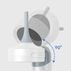 A white portable HD ear camera inspection head is shown rotating 90 degrees for easy viewing.