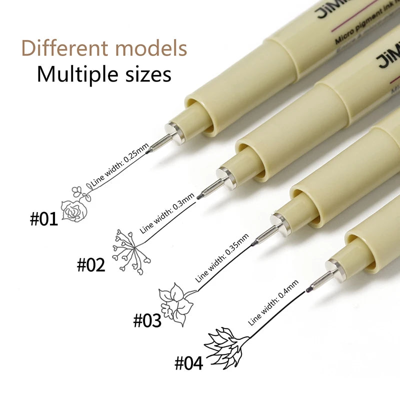 A set of four different models of fine line nail art graffiti pens with varying line widths