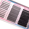 Présentation de grappes de cils pointus DIY pour extensions de cils de salon, avec diverses longueurs et styles.