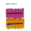A set of 30 hair curlers, 30cm long, in pink and yellow colors.