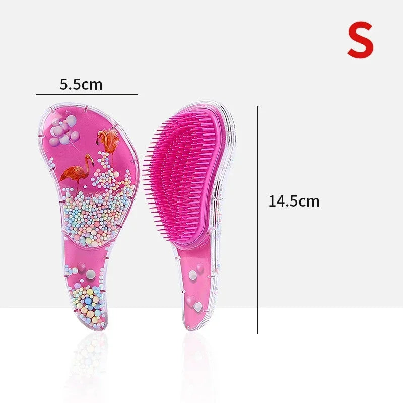 Set de peignes pour cheveux en carton rose avec un flamant rose et d'autres éléments colorés.