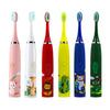 A set of six colorful Sonic electric toothbrushes with various brush heads and handles.