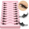 A pink plastic tray holding a pair of black false eyelashes and several loose lashes.