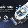 A white professional rechargeable hair clipper trimmer showing a powerful motor and cutting comb.