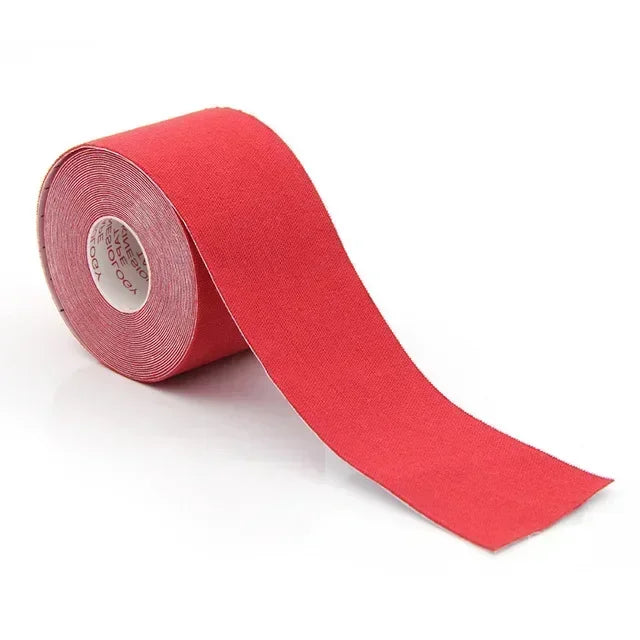 Roll of red kinesiology tape for wrinkle reduction
