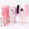 A pink unicorn themed DIY hair styling kit featuring a hair dryer, comb, and brush.