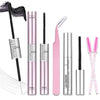 A set of professional lash glue and tools including a wand, glue, and tweezers for DIY lash extensions.