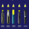 A comparison chart showing compatibility of a precision electric beard trimmer with various other models and attachments.