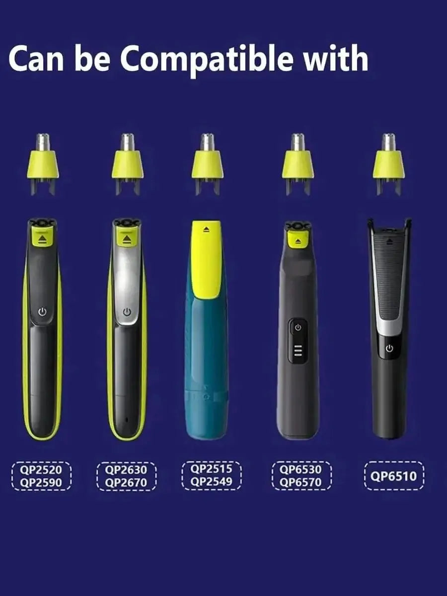 A comparison chart showing compatibility of a precision electric beard trimmer with various other models and attachments.