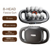 A black 8-head fascia gun muscle relief device with multiple modes and a battery capacity of 1800mAh.