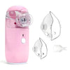 Dispositivo nebulizador ultrasónico portátil rosa con boquilla transparente y componentes separados