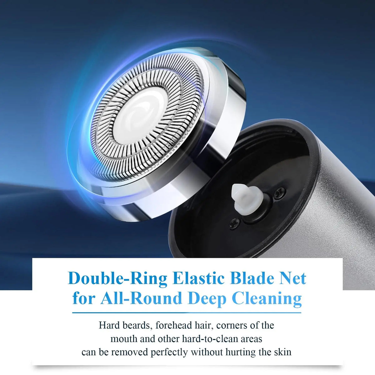 Close-up of a double-ring elastic blade net for deep cleaning hard-to-reach areas.