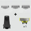 Ersatzklingen-Kit für Trimmer, zeigt drei Metallklingen und eine gelbe Ersatzklinge.