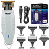 A set of Kemei professional cordless hair clippers and trimmers in various sizes from 1MM to 5MM.