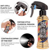 A professional barber tool kit featuring a spray bottle and comb, highlighting anti-spill clip and continuous mist spray feat