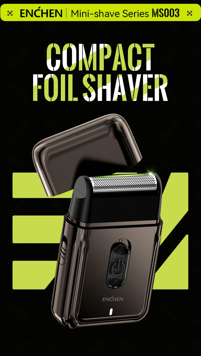 A close-up view of a compact foil shaver in a bronze finish, shown against a black background.