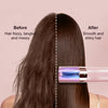 Vorher-Nachher-Vergleich: Glättung frizziger Haare durch ein Glätteisen