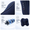 An electric massage pillow with a soft fabric cover, side control buttons, and a brushless motor.
