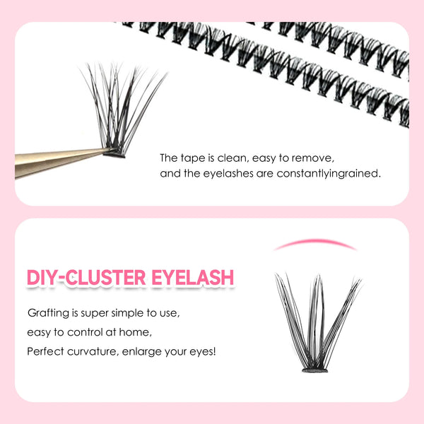 A close-up of a tape used to apply and maintain individual eyelashes, alongside a DIY cluster eyelash product.