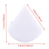 A white reusable velvet powder puff set shown from above with dimensions 7.1cm by 6.6cm.
