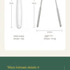 A white hollow scraper and a U-shaped tongue scraper are shown with their respective dimensions.