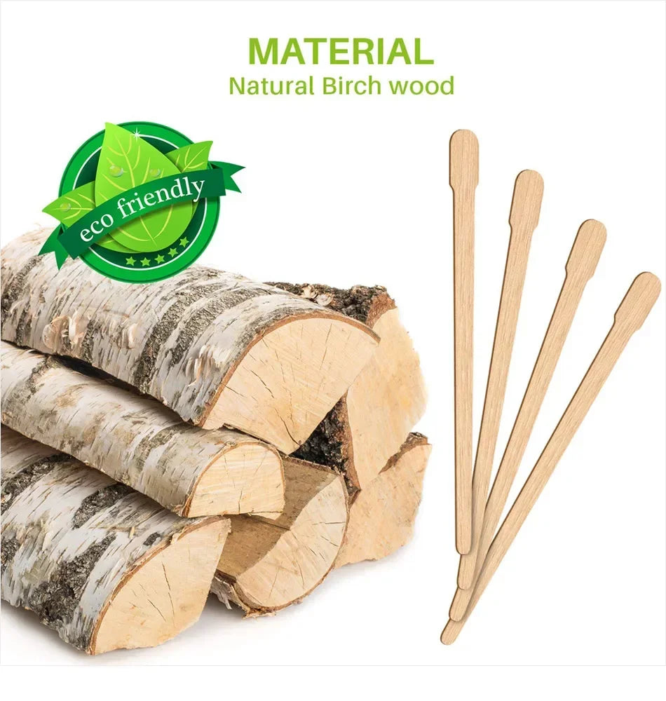 Bâtons de dépilation en bois de bouleau naturel pour sourcils et cheveux