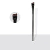 A black professional angled makeup brush shown standing vertically against a white background.