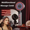 Peigne de massage multifonction avec lumière rouge/bleue et applicateur d'huile essentielle, à côté du visage d'une femme.