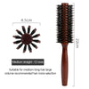 A brown natural boar bristle curling brush with 12 rows is shown next to a measurement scale.