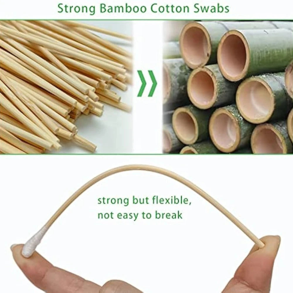 Une main tient un coton-tige en bois solide mais flexible, démontrant son usage pour le nettoyage de précision.
