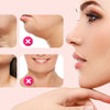 Demonstration showing the effectiveness of a V-Line chin strap for facial slimming on the jawline and neck area.