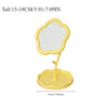 Miroir de bureau floral jaune avec cadre festonné et pied surélevé.