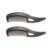 A dark brown self-cleaning dandruff relief comb with scalp massage features fine teeth and a curved handle.
